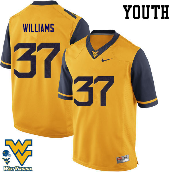 Youth #37 Kevin Williams West Virginia Mountaineers College Football Jerseys-Gold - Click Image to Close
